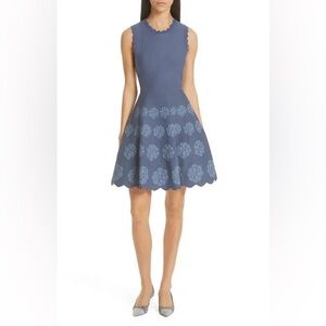 Kate Spade Sleeveless Scallop Dress with Floral Detail